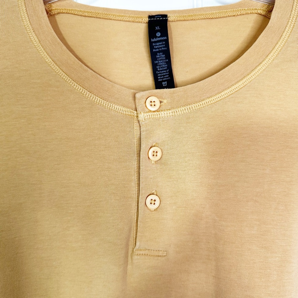 Lululemon 5 Year Basic Long Sleeve Henley in Beeswax Men’s Sz XL - Picture 4 of 9
